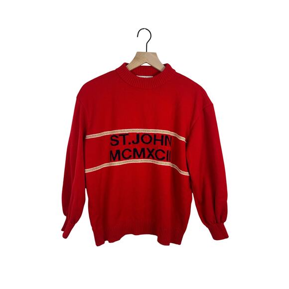 St. John Couture Sweaters - St. John Couture Red Knit Sweater Vintage Made in USA Size M Luxury Classic